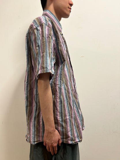 State of Art Men’s Striped Button-Down Shirt XL 100% Cotton Pastel Vintage