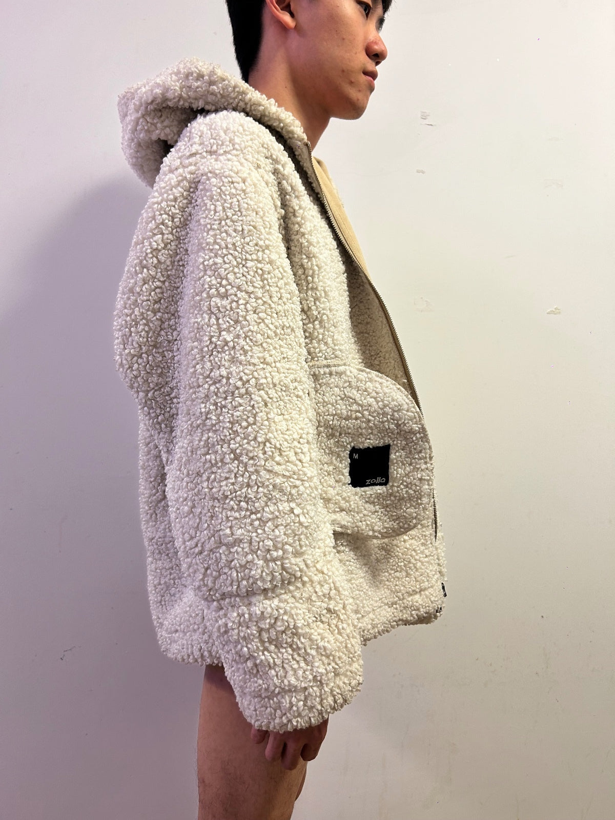 Zolla Reversible Teddy Fleece Faux Suede Hooded Jacket Double-Sided Winter Coat