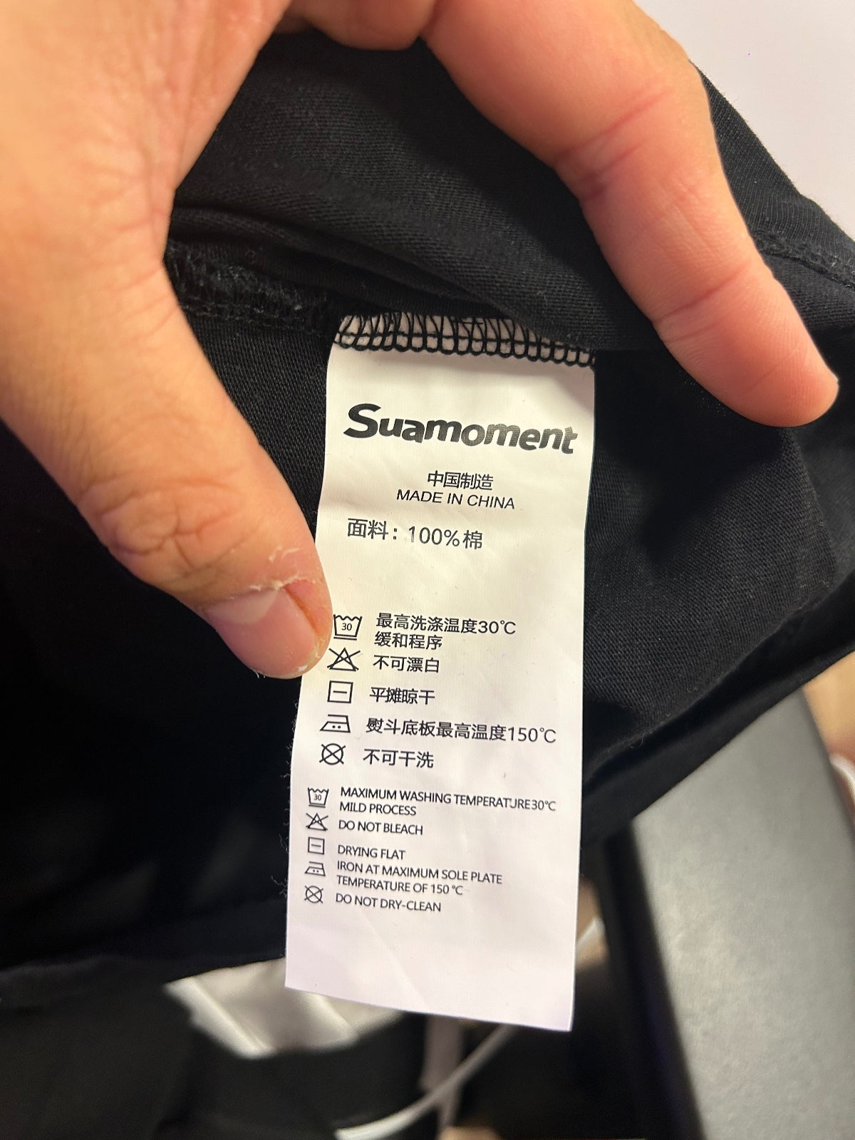 Suamoment Oversized Black Graphic T-Shirt Pink Logo 100% Cotton Size L