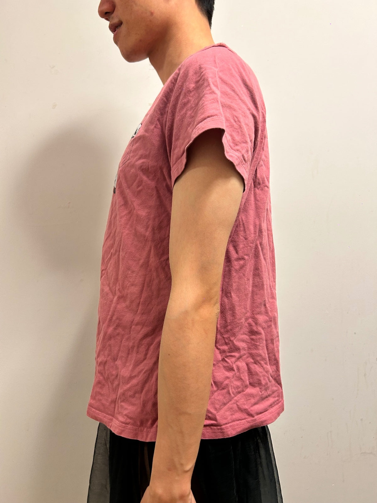 Cute Pink Panda Pocket T-Shirt | Size S | Soft Casual Graphic Tee