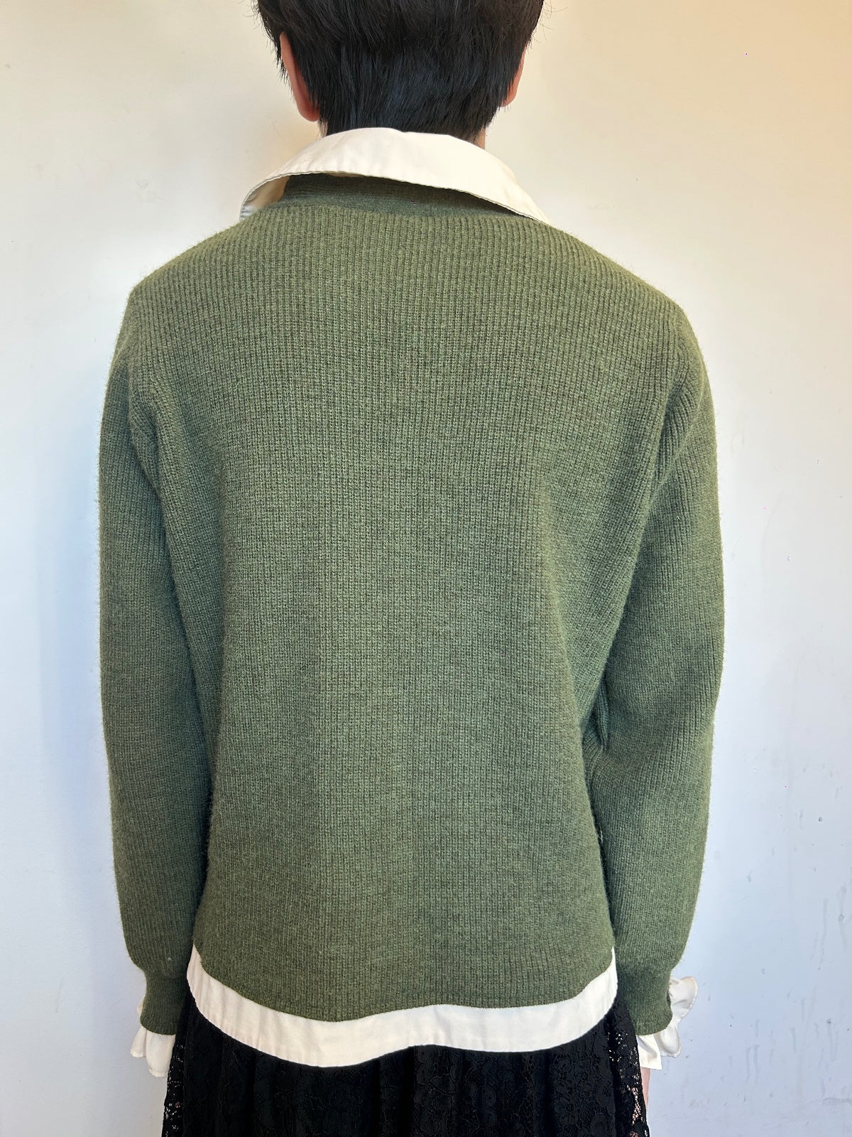 Vintage Olive Green Knit Cardigan | Pearl Button Sweater | Dark Academia