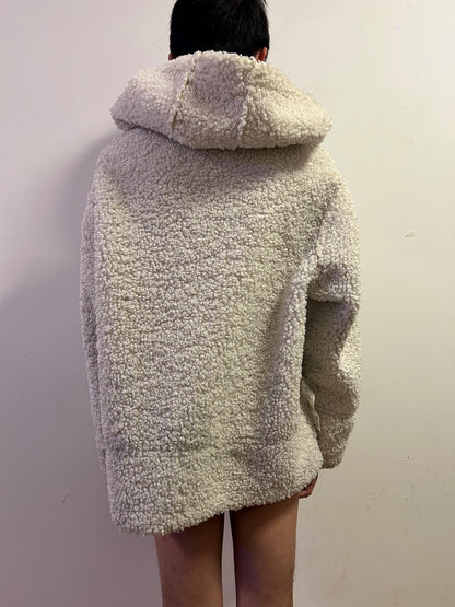 Zolla Reversible Teddy Fleece Faux Suede Hooded Jacket Double-Sided Winter Coat