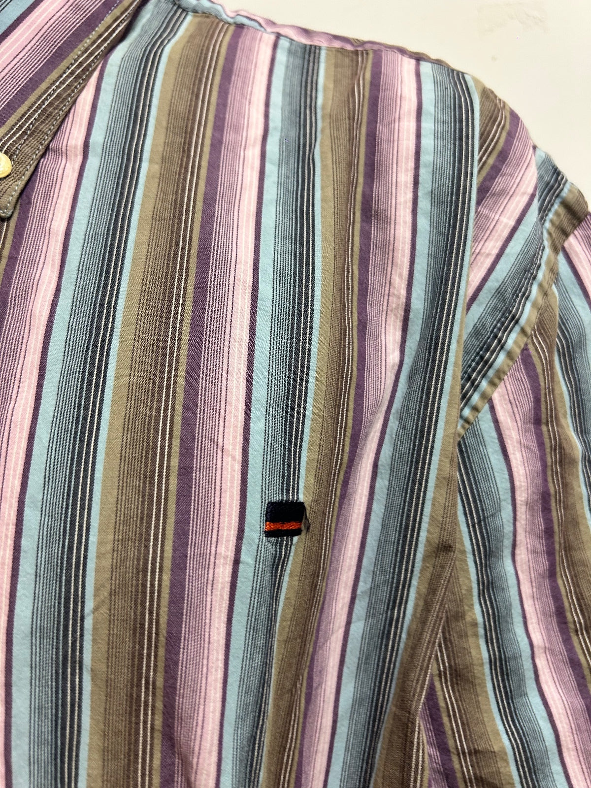 State of Art Men’s Striped Button-Down Shirt XL 100% Cotton Pastel Vintage