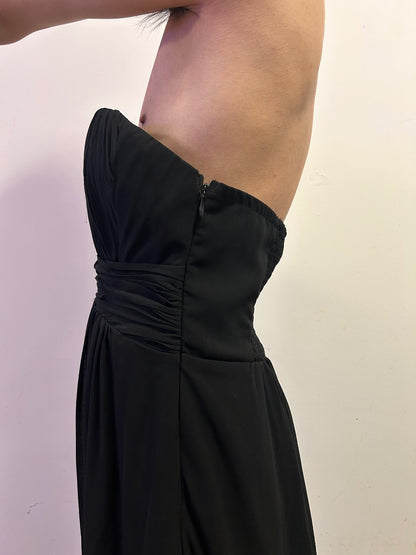 Flower by Charms Paris Black Strapless Chiffon Maxi Dress Size L