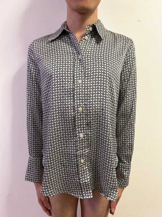 H&M Premium Geometric Print Shirt Size S  Long Sleeve Smart Casual Shirt