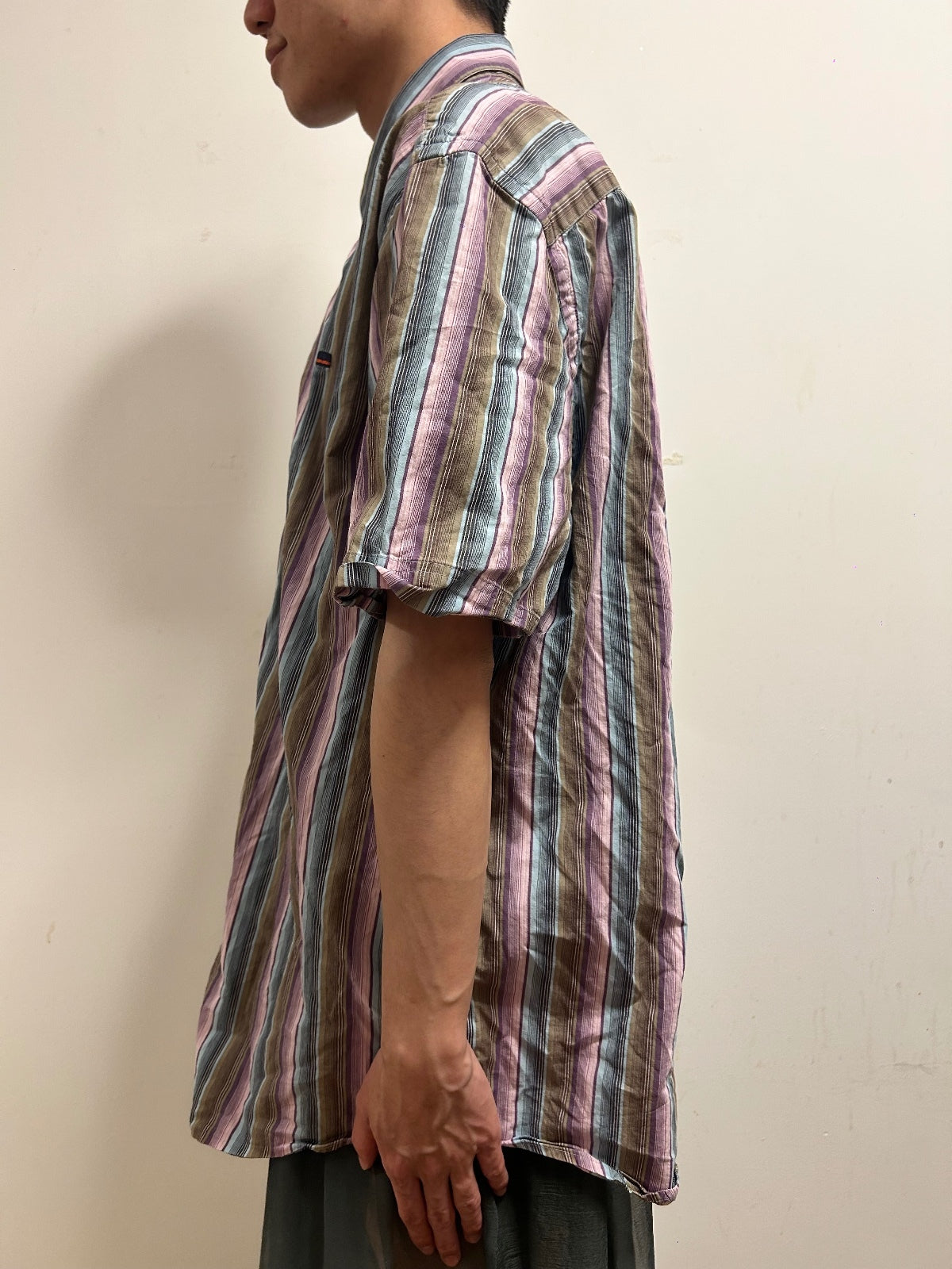 State of Art Men’s Striped Button-Down Shirt XL 100% Cotton Pastel Vintage