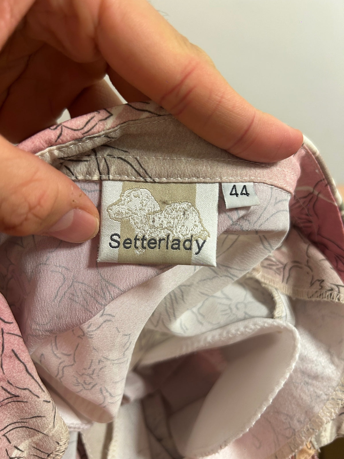 Vintage Setterlady Floral Blouse 44 UK 16)Pink Botanical Short Sleeve Shirt