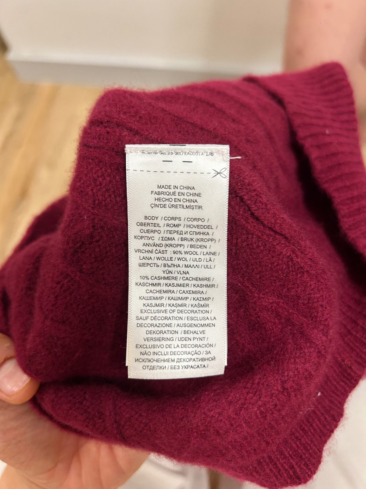 Polo Ralph Lauren Burgundy Cable Knit Wool Cashmere Jumper