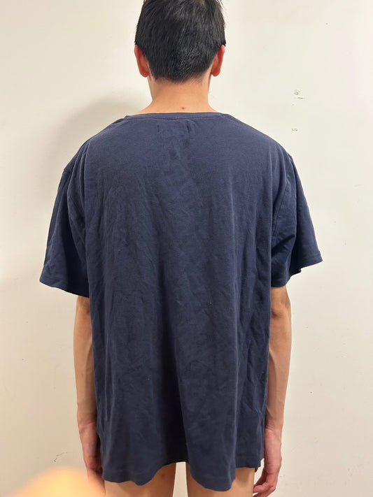 Gentleman Farmer Premium Cotton V-Neck T-Shirt Navy XXL French Casual Luxury