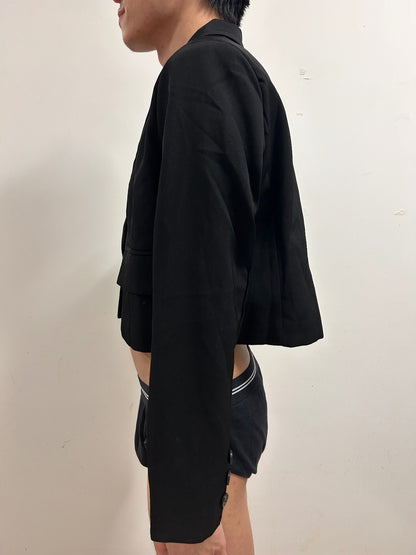 Riley Cropped Black Tailored Blazer | Smart Minimal Jacket | Size S-M