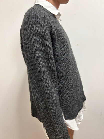 Replay Recycled Grey V-Neck Knit Jumper | Size L