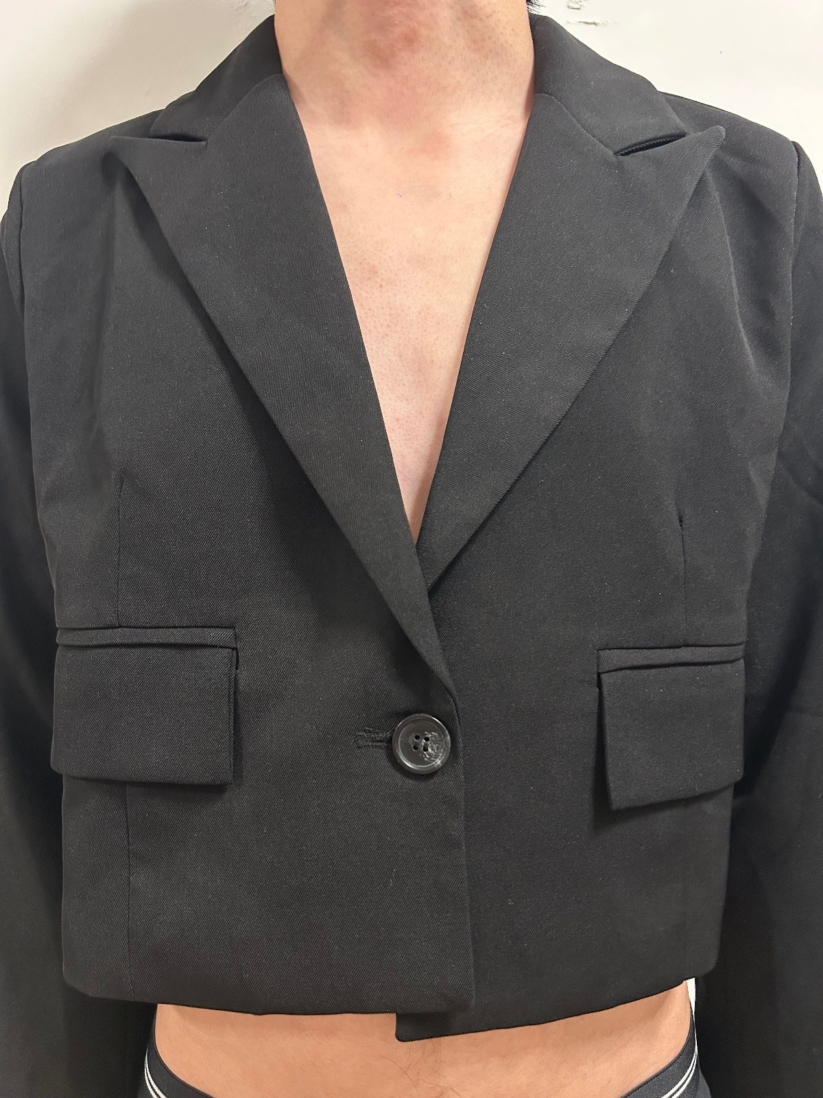 Riley Cropped Black Tailored Blazer | Smart Minimal Jacket | Size S-M