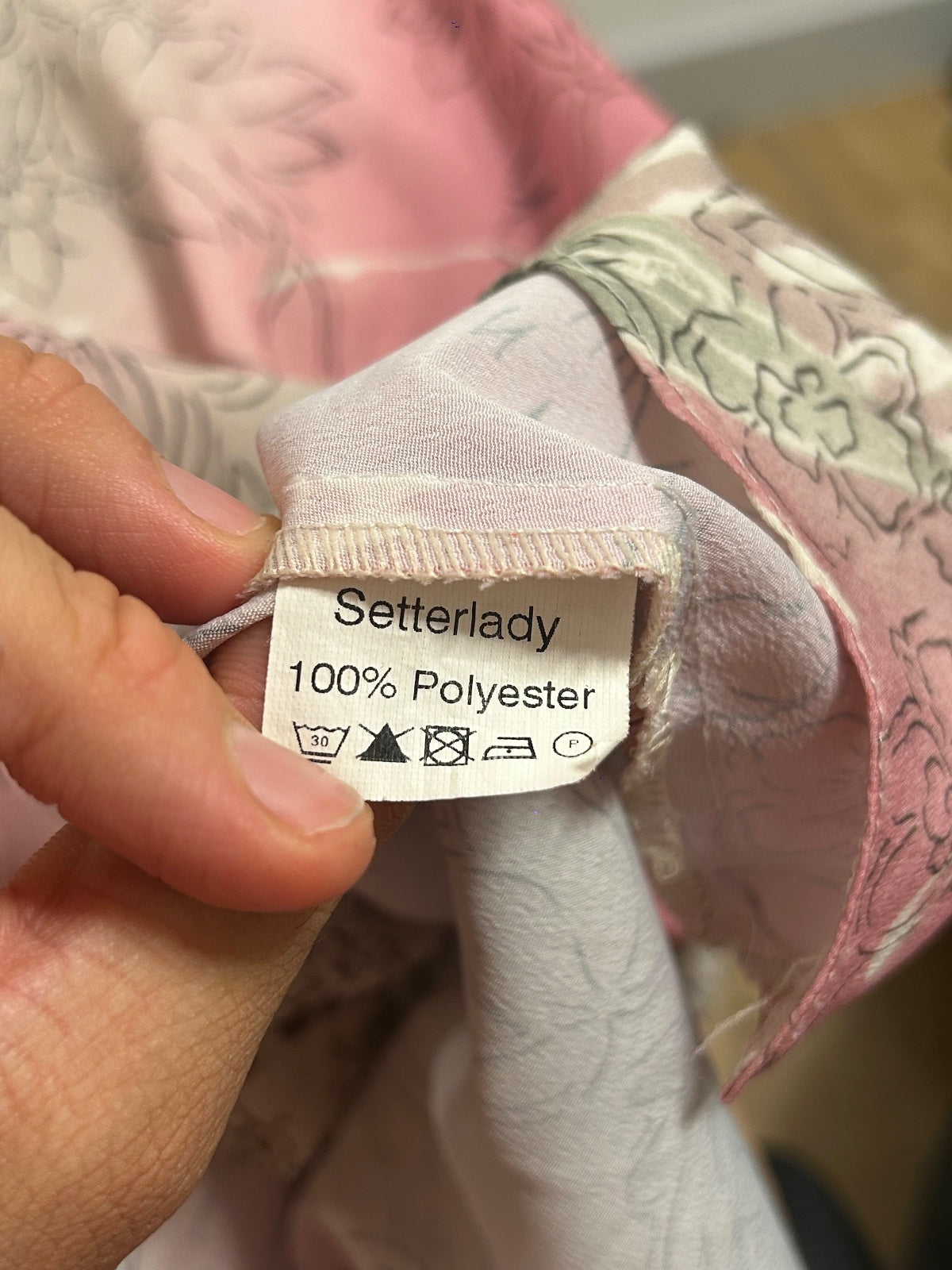 Vintage Setterlady Floral Blouse 44 UK 16)Pink Botanical Short Sleeve Shirt