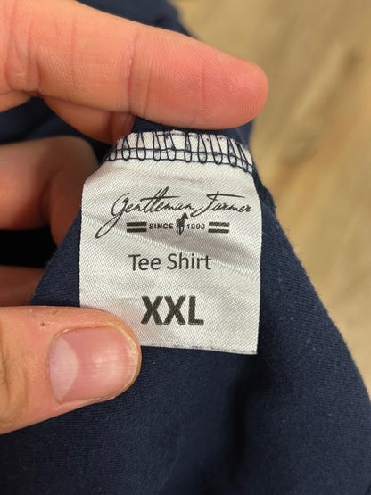 Gentleman Farmer Premium Cotton V-Neck T-Shirt Navy XXL French Casual Luxury