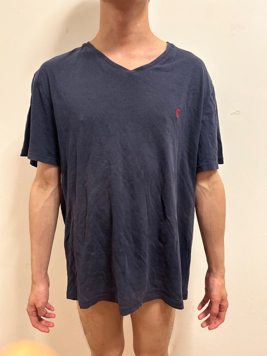 Gentleman Farmer Premium Cotton V-Neck T-Shirt Navy XXL French Casual Luxury