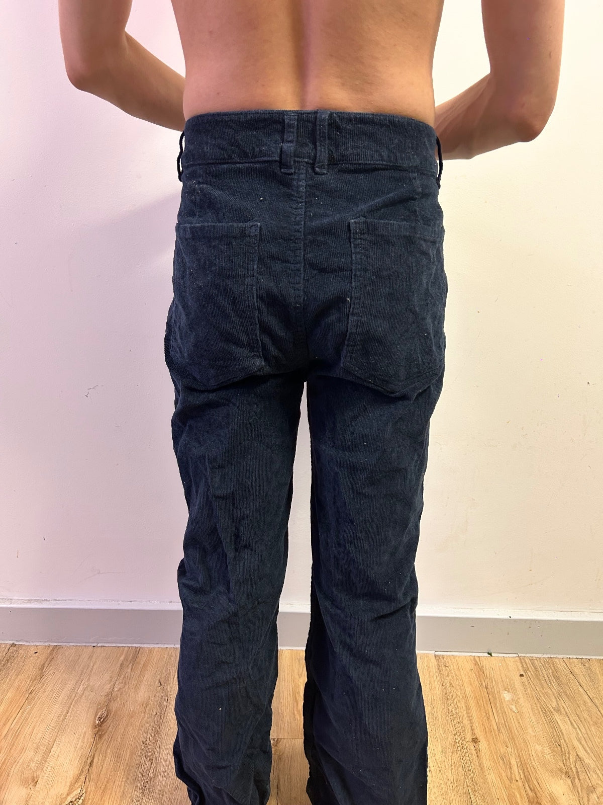 FatFace Navy Corduroy Straight Leg Trousers | UK 14 British Soft Cotton Blend