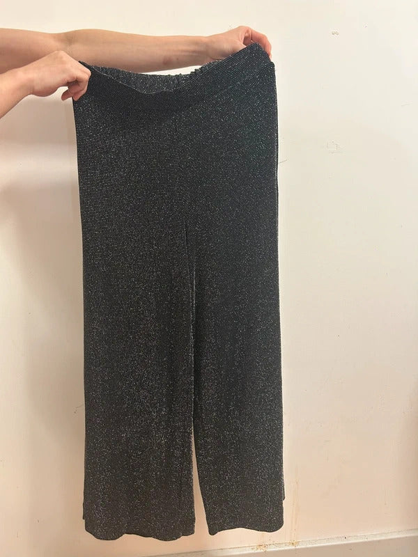 Monki Sparkly Wide Leg Trousers Glitter Palazzo Evening Trousers  S