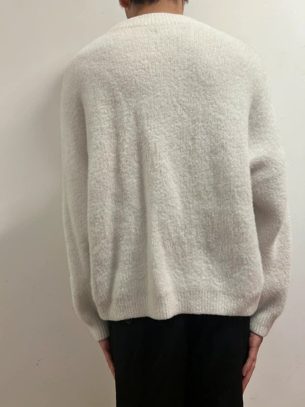 Urban Revivo White Fluffy Cut-Out Knit Jumper M UK 10 Soft Balletcore Sweater