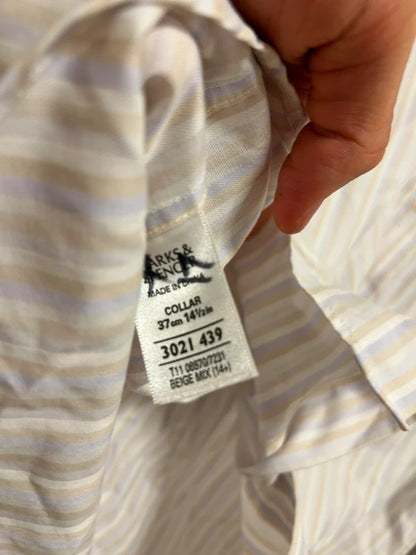 Marks & Spencer Tailoring Pure Cotton Striped Shirt 37cm 14.5