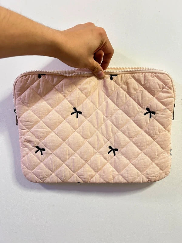 Kazum Quilted Bow Laptop Pink Padded Case Coquette Japanese Aesthetic