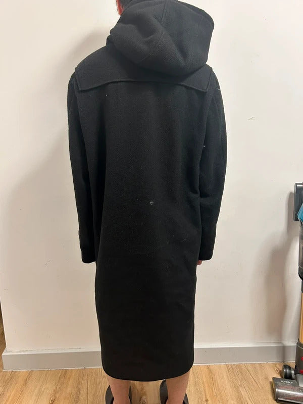 Korean Design Black Hooded Toggle Duffle Coat
