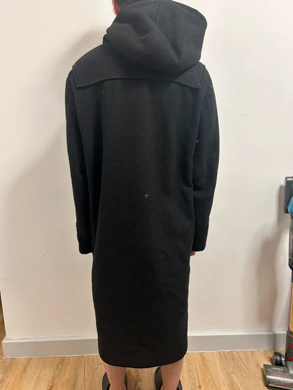 Korean Design Black Hooded Toggle Duffle Coat