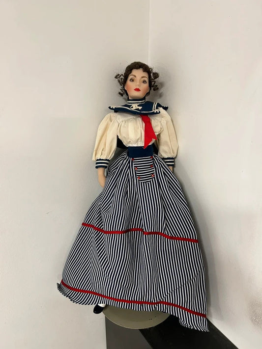Franklin Heirloom Gibson Girl porcelain doll sailor dress vintage collectible
