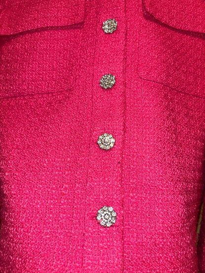 Next Pink Tweed Jacket with Crystal jewel Buttons – UK 22