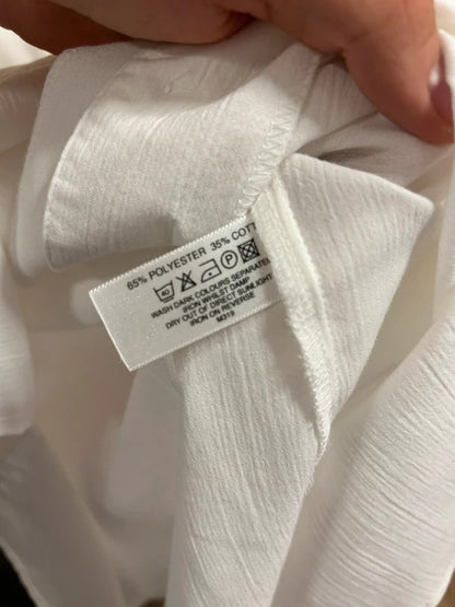 ewm pure classics white linen-look open collar shirt uk 18