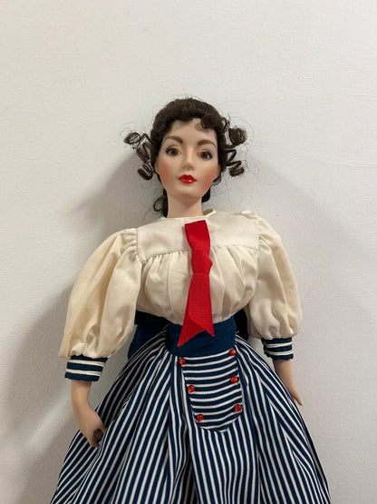 Franklin Heirloom Gibson Girl porcelain doll sailor dress vintage collectible