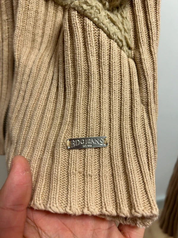 BDG Urban Outfitters Beige Teddy Knit Zip Cardigan Size M
