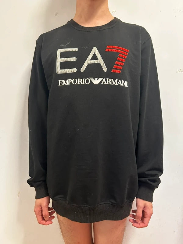 EA7 Emporio Armani Black Logo Sweatshirt | Sport Luxe Crewneck