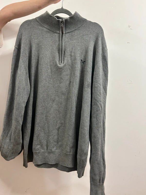 crew clothing grey quarter zip jumper xxl organic cotton