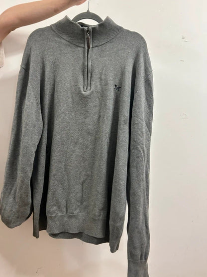 crew clothing grey quarter zip jumper xxl organic cotton