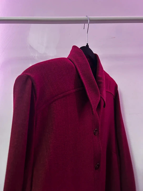 Vintage Eastex Burgundy Longline Blouse UK 16 EU 42 Structured Tunic Shirt