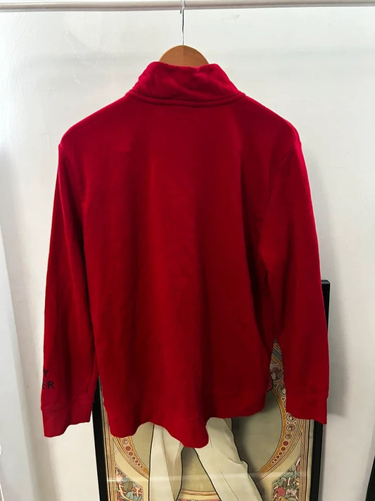 Vintage Style Tommy Hilfiger Red 90s Quarter Zip Sweatshirt XL