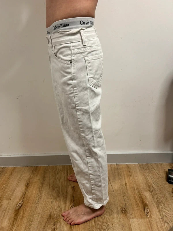 Riley Marseille White Straight Leg Jeans XS Low Rise Relaxed Denim