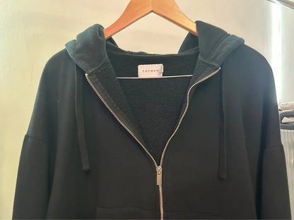 Topman Black Oversized Zip Hoodie M